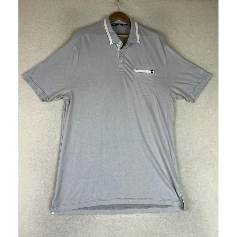 Travis Mathew Mens XL Gray Golf Polo Shirt Short Sleeve Pocket Stretch Casual